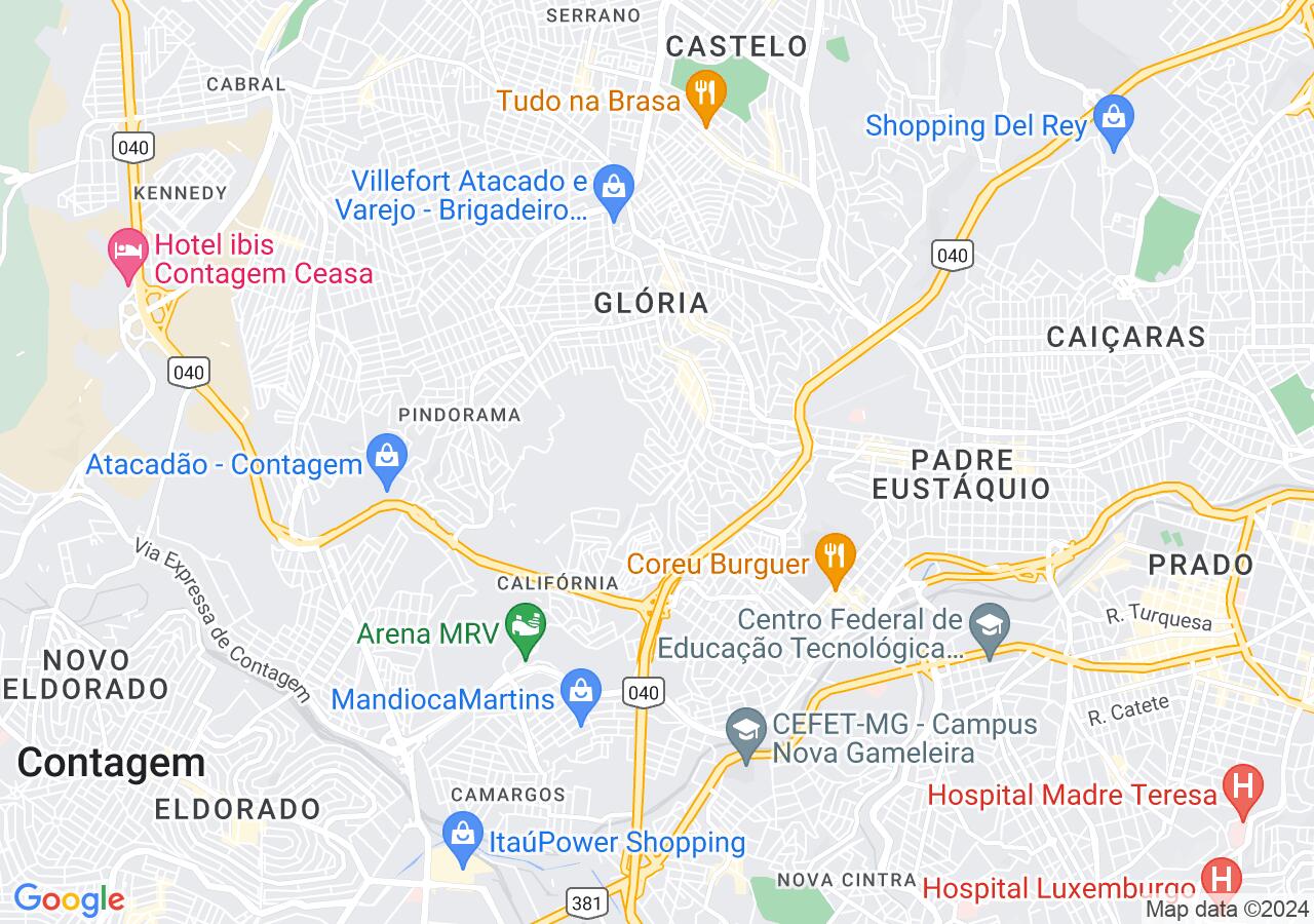 Mapa centralizado no bairro Álvaro Camargos