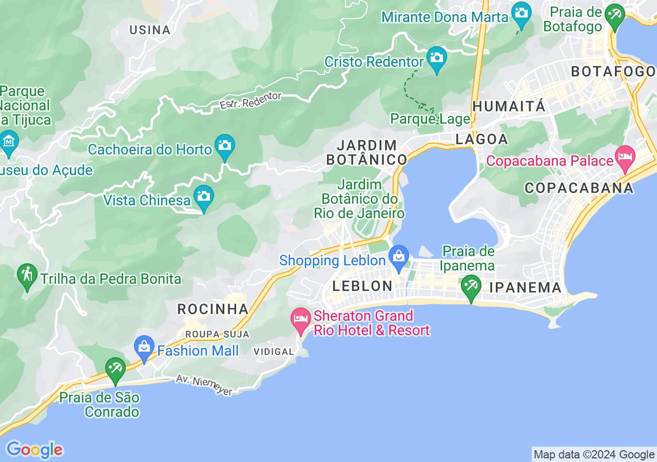 Mapa centralizado no bairro Gávea