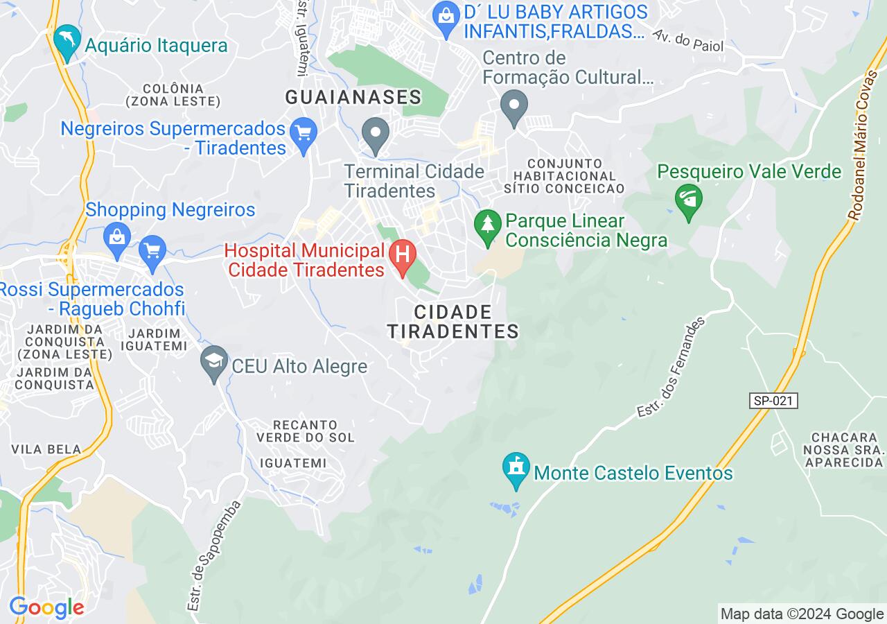 Mapa centralizado no bairro Cidade Tiradentes