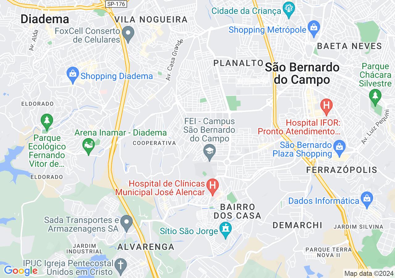 Mapa centralizado no bairro Alves Dias