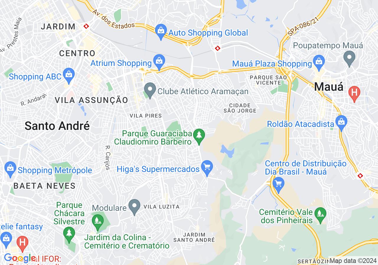 Mapa centralizado no bairro Vila Progresso