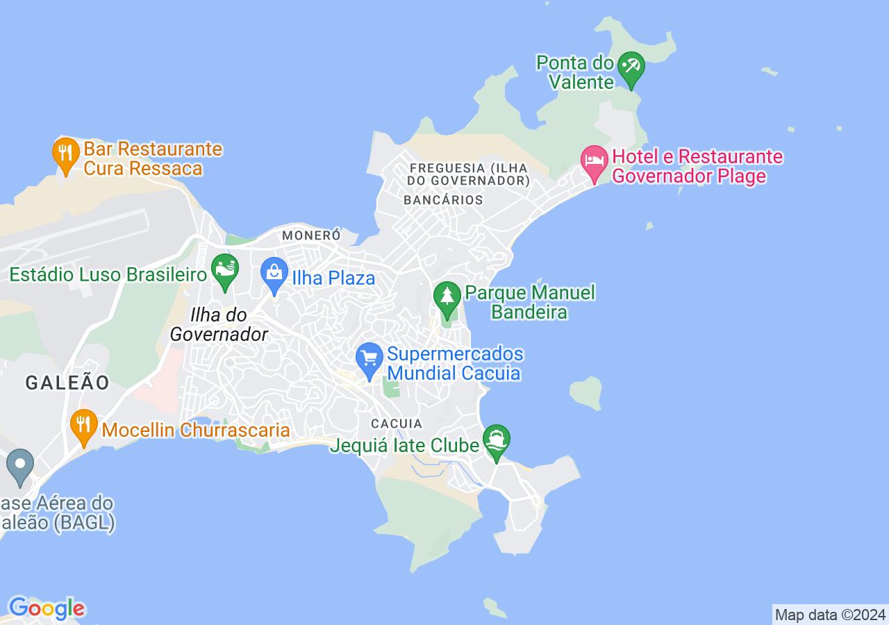 Mapa centralizado no bairro Cocotá (Ilha do Governador)