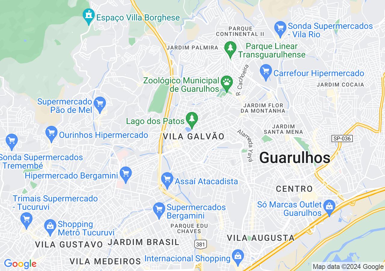 Mapa centralizado no bairro Vila Galvão