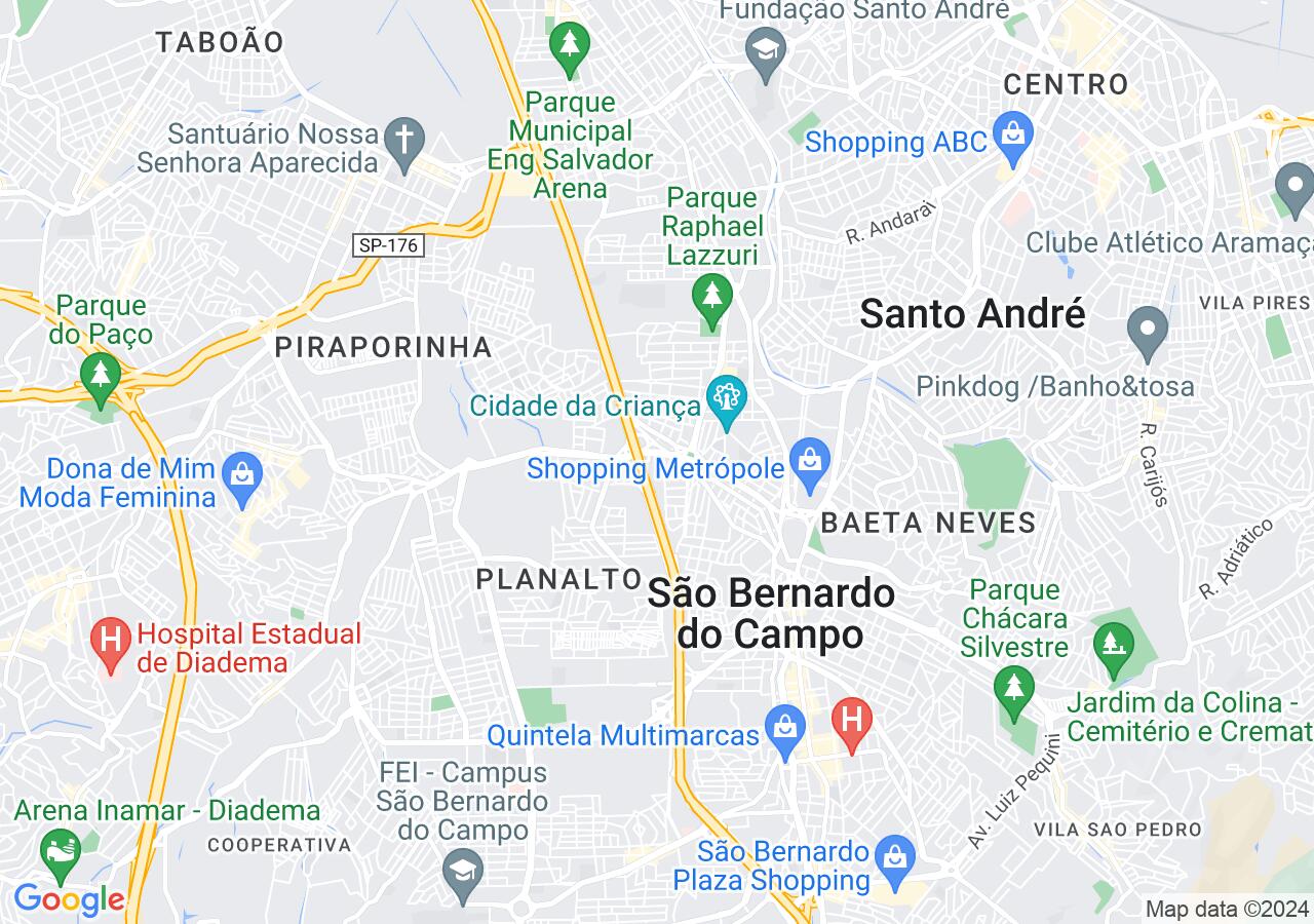 Mapa centralizado no bairro Jardim Chácara Inglesa