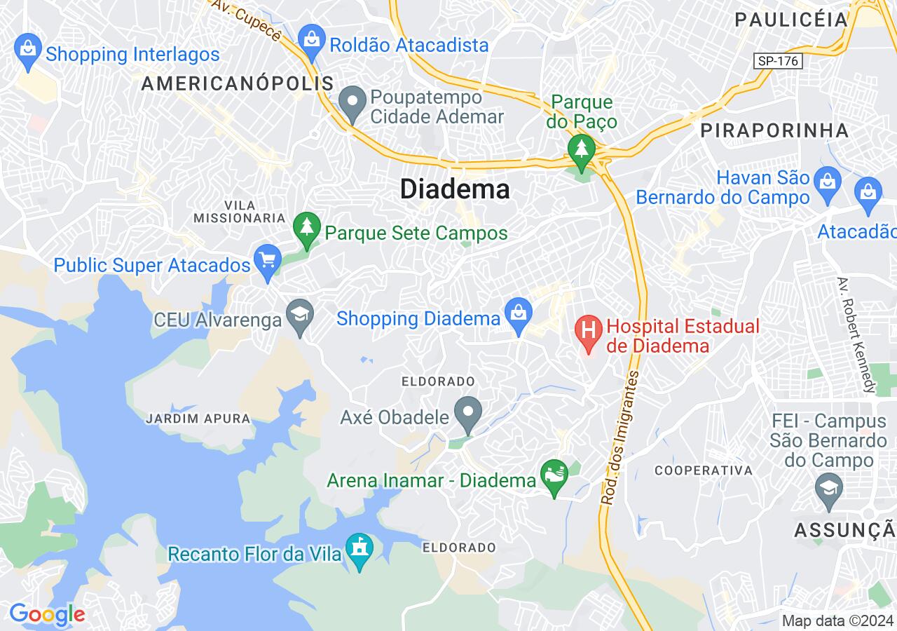 Mapa centralizado no bairro Pedreira