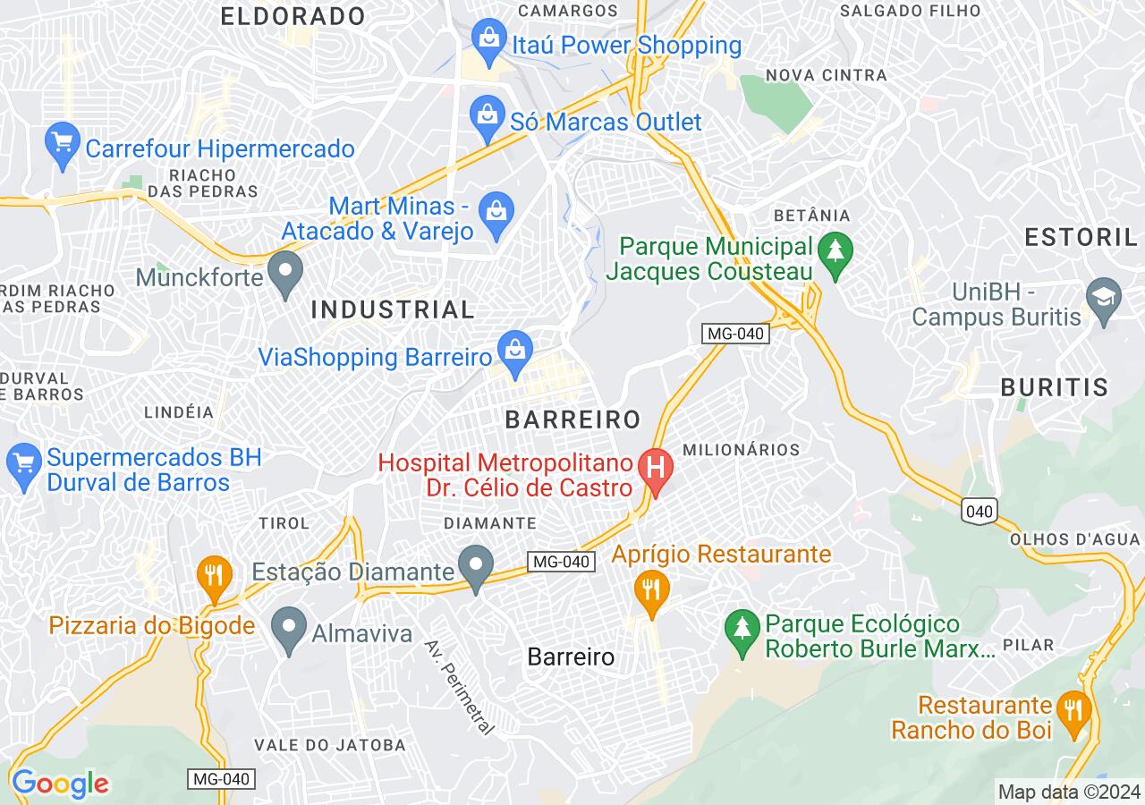 Mapa centralizado no bairro Barreiro