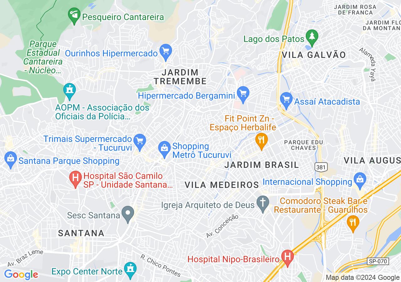 Mapa centralizado no bairro Vila Nivi