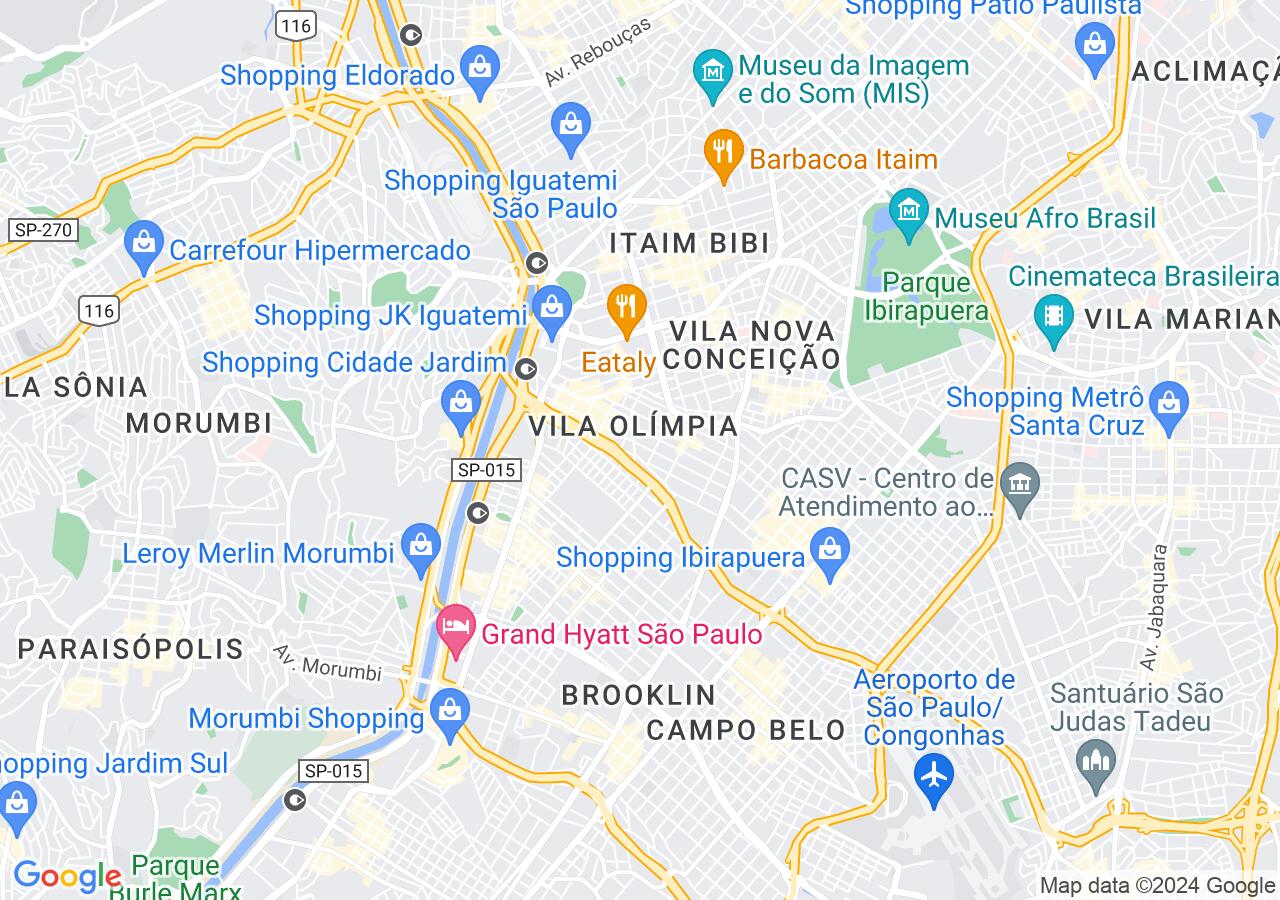 Mapa centralizado no bairro Vila Ol�mpia