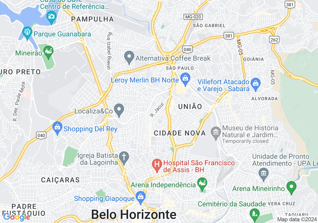 Mapa centralizado no bairro Ipiranga