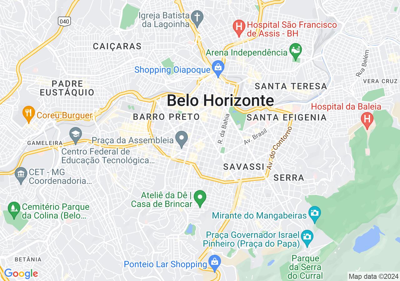 Mapa centralizado no bairro Lourdes