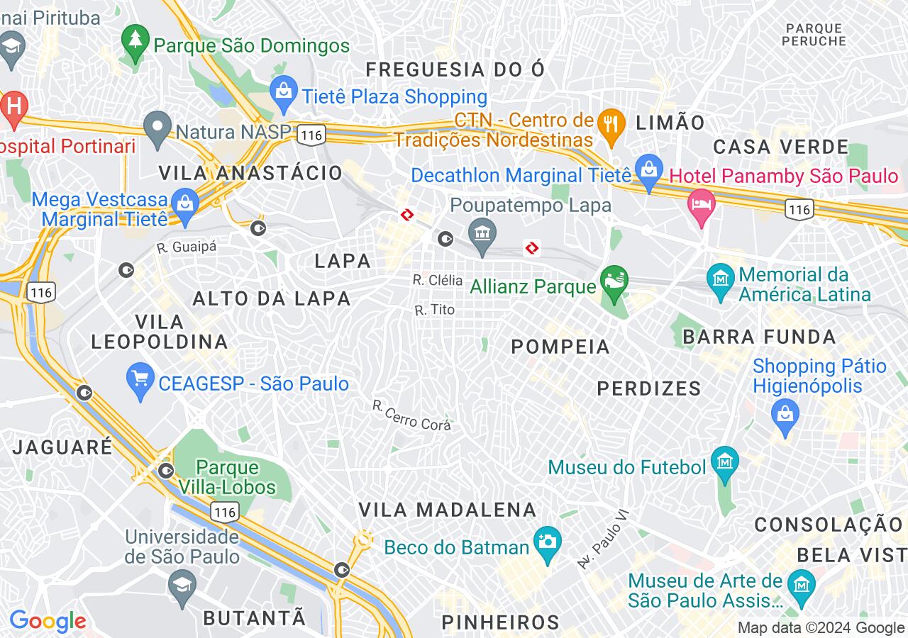 Mapa centralizado no bairro Vila Romana