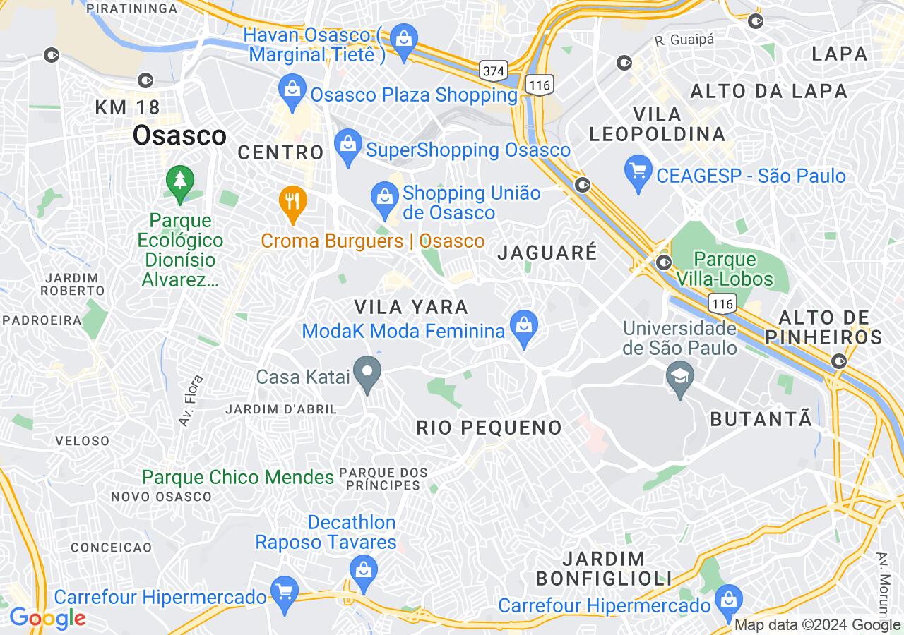 Mapa centralizado no bairro Vila São Francisco