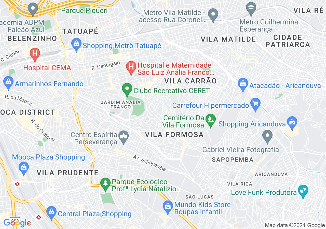 Mapa centralizado no bairro Vila Mafra