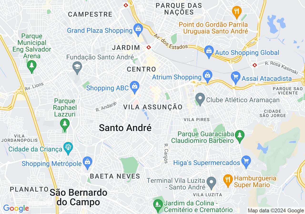 Mapa centralizado no bairro Vila Assunção
