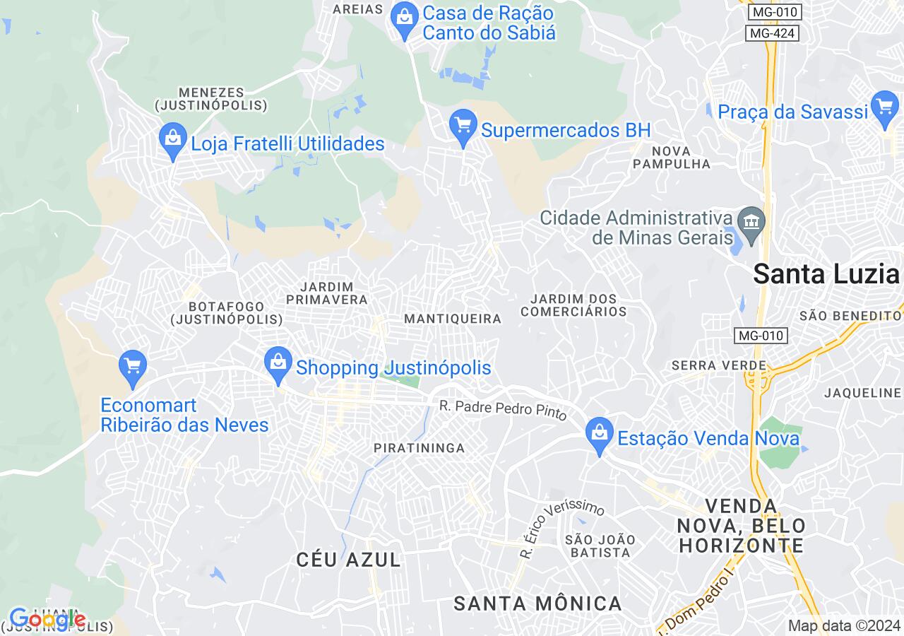 Mapa centralizado no bairro Mantiqueira