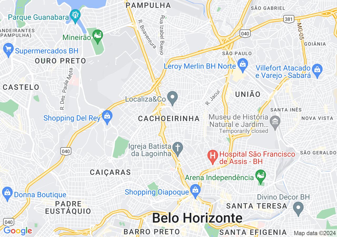 Mapa centralizado no bairro Cachoeirinha