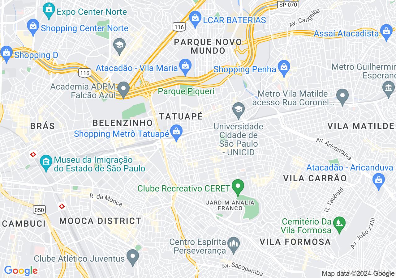 Mapa centralizado no bairro Vila Azevedo