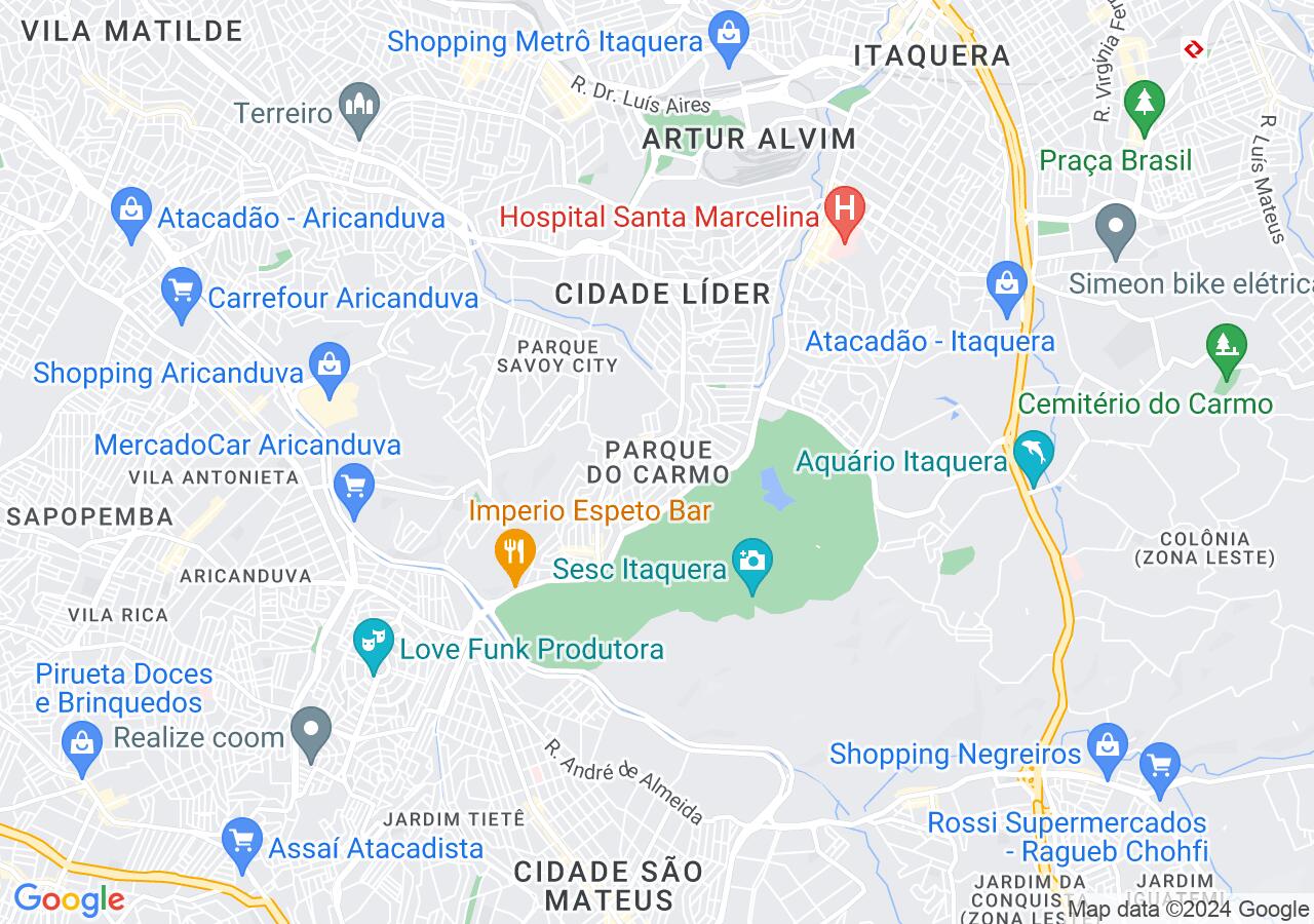 Mapa centralizado no bairro Parque do Carmo