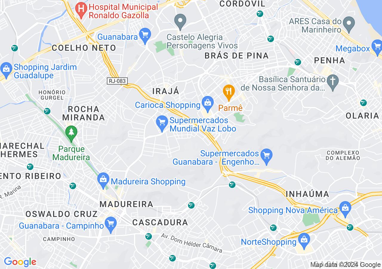 Mapa centralizado no bairro Vicente de Carvalho