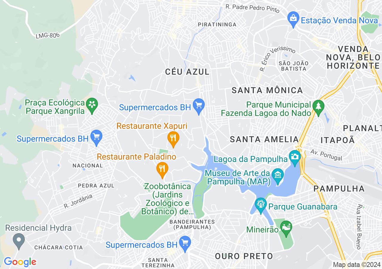 Mapa centralizado no bairro Garças