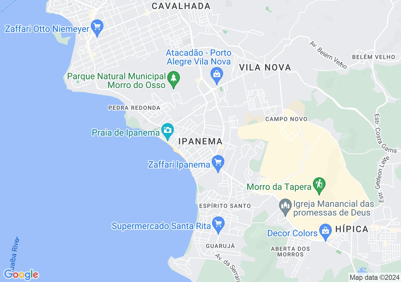 Mapa centralizado no bairro Ipanema