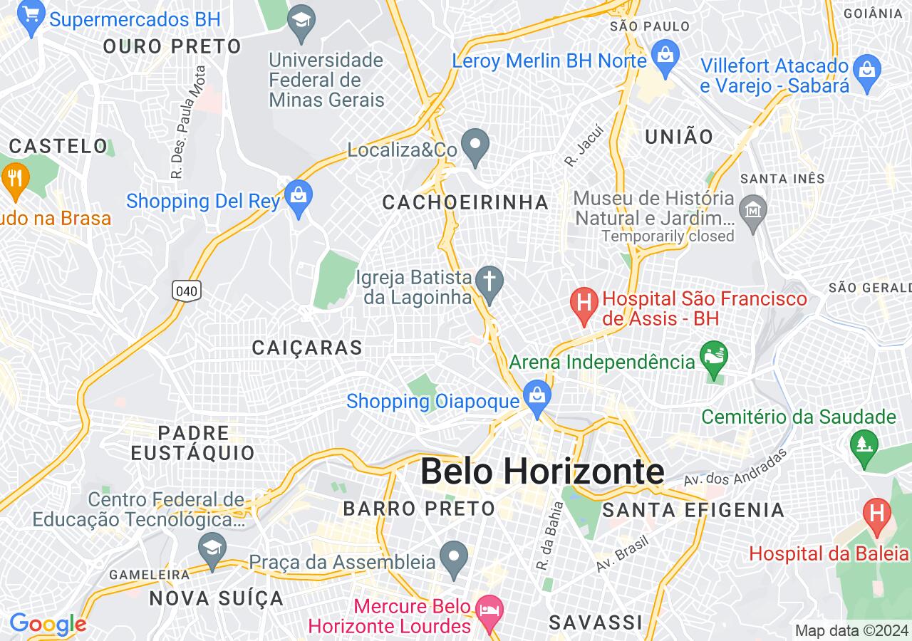 Mapa centralizado no bairro Pedreira Prado Lopes
