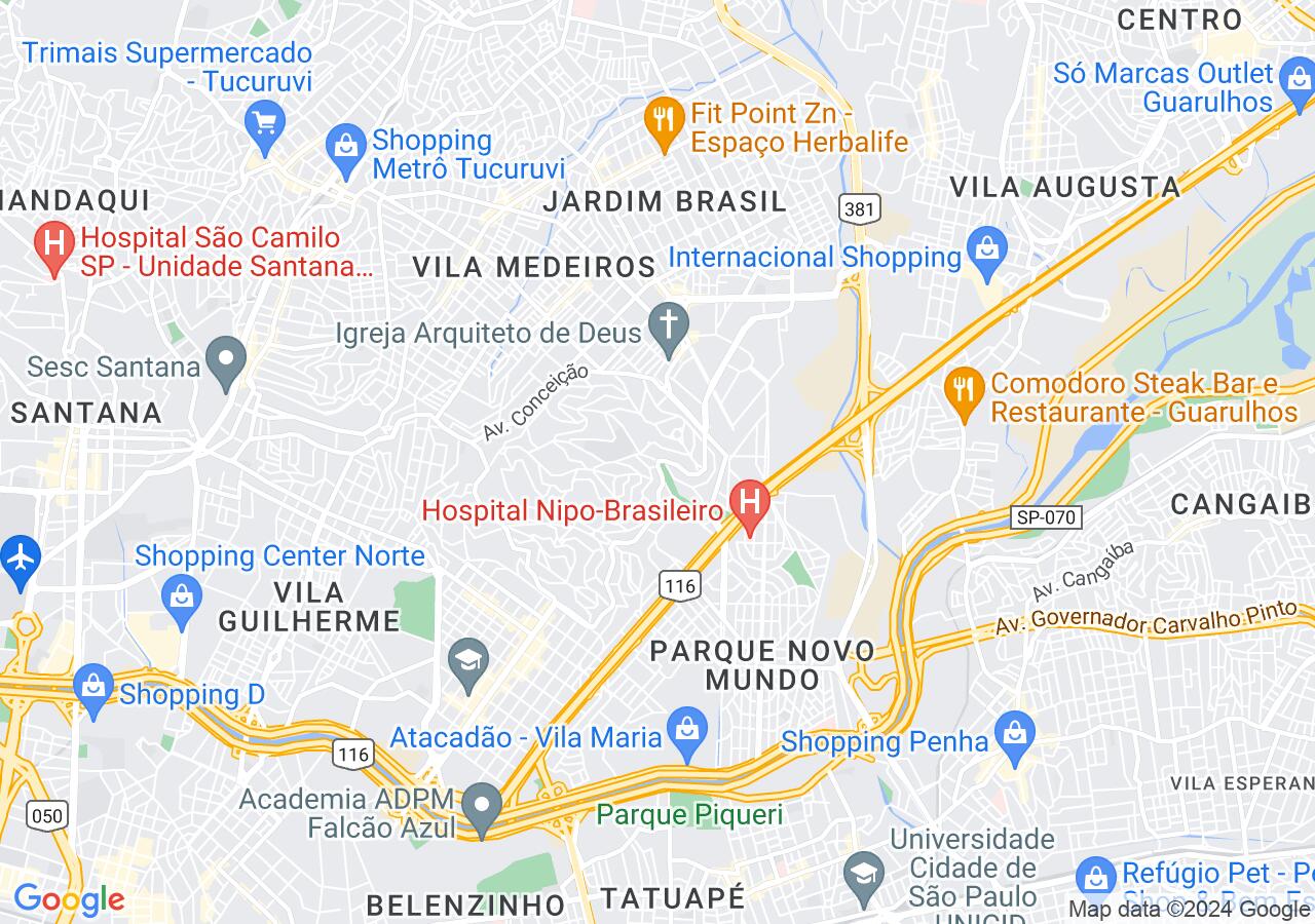 Mapa centralizado no bairro Jardim Japao