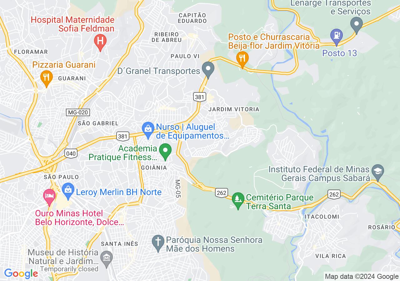 Mapa centralizado no bairro Pousada Santo Antônio