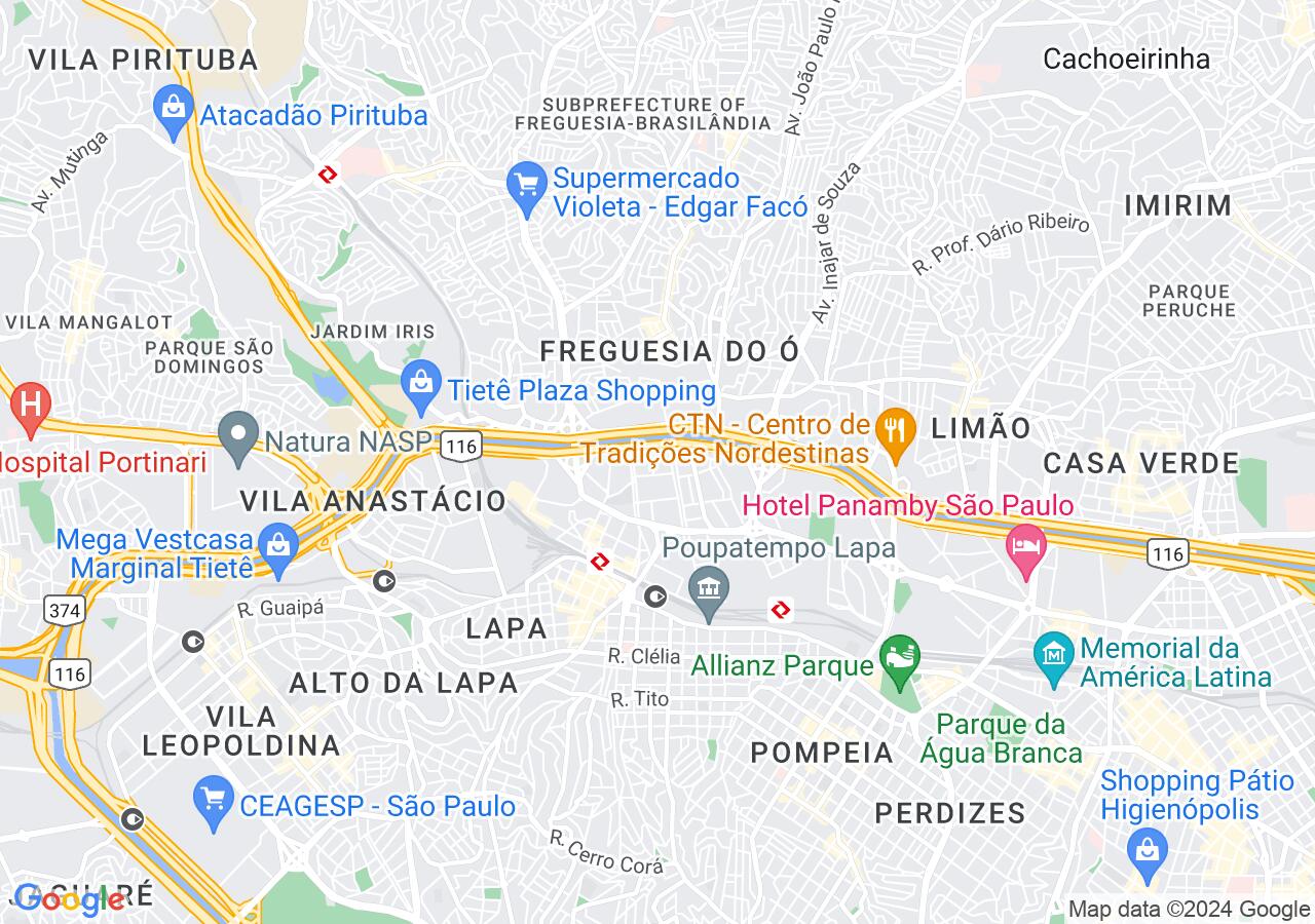 Mapa centralizado no bairro Parque Residencial Lapa