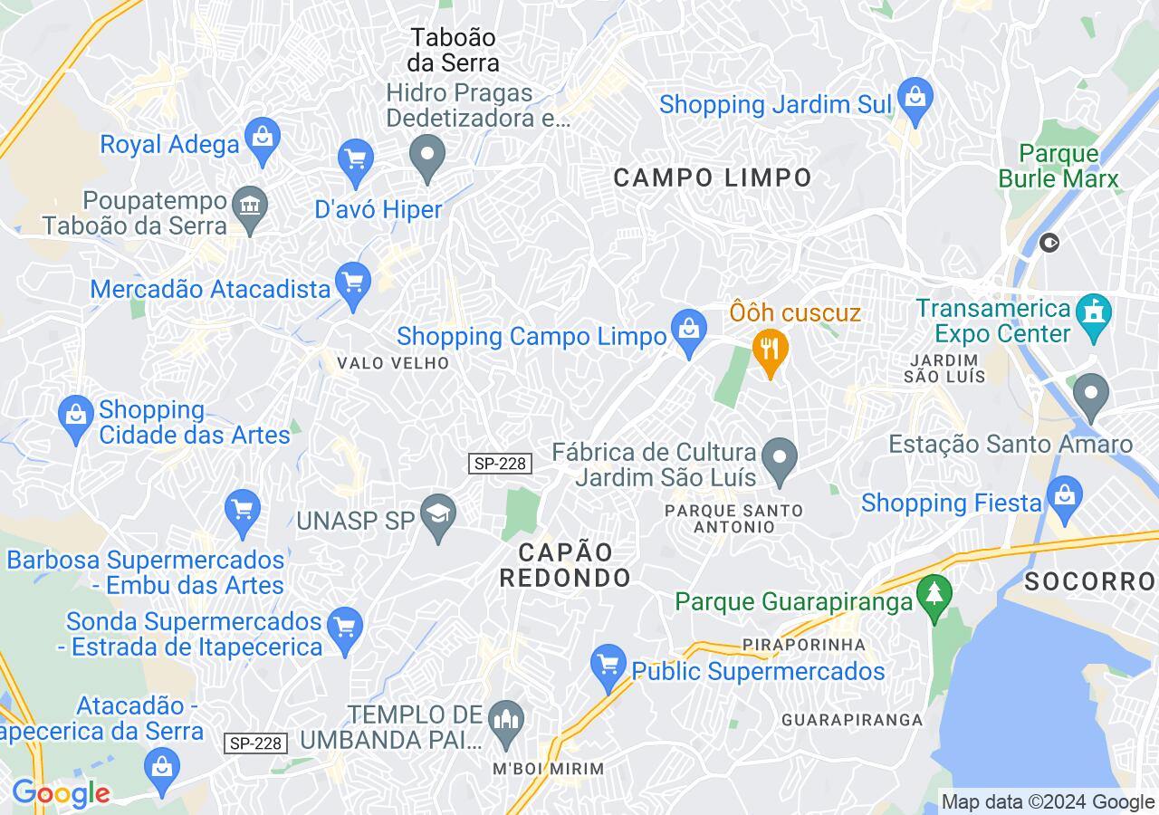 Mapa centralizado no bairro Horto do Ype