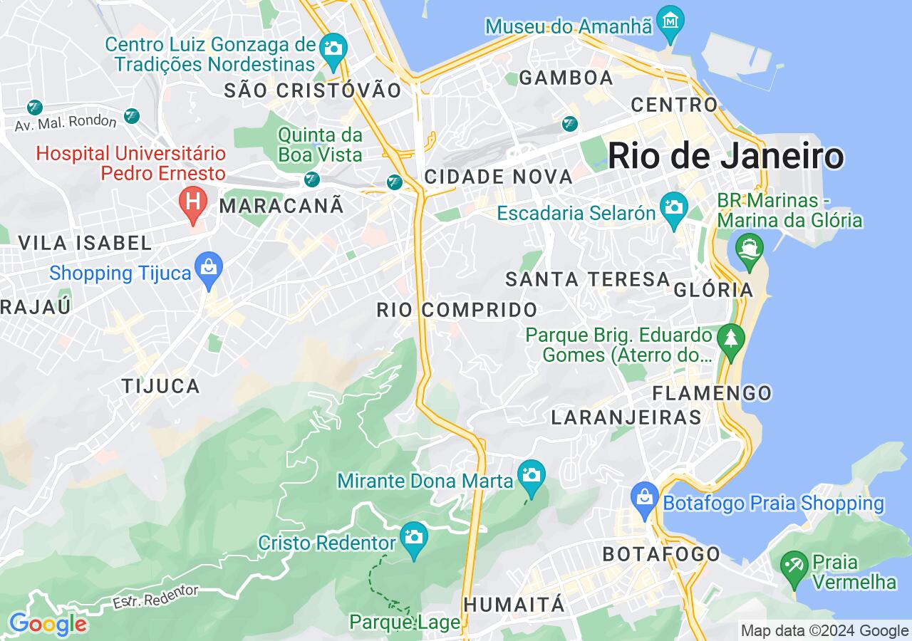 Mapa centralizado no bairro Rio Comprido