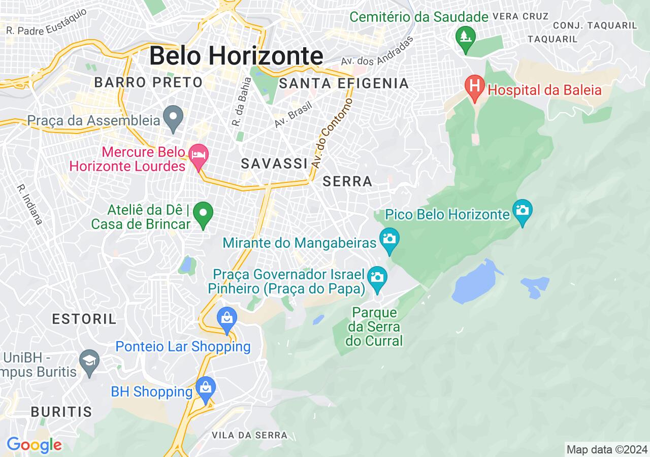 Mapa centralizado no bairro Cruzeiro