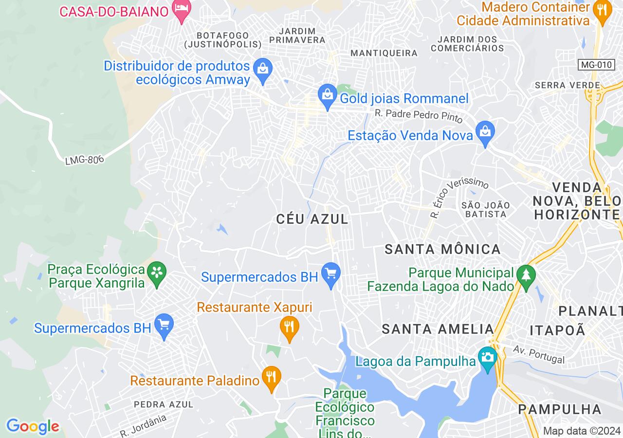 Mapa centralizado no bairro Céu Azul