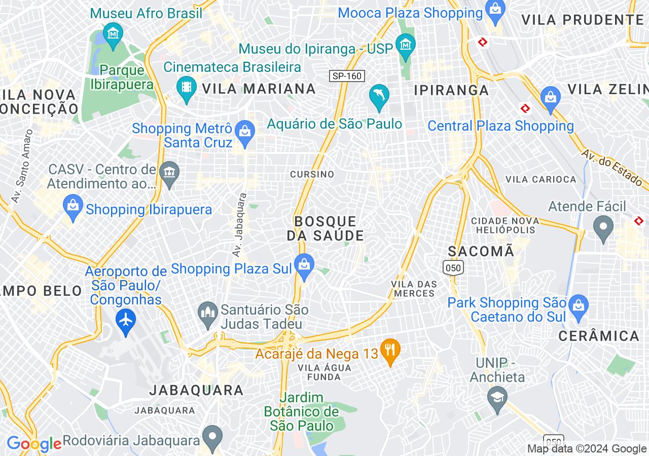 Mapa centralizado no bairro Bosque da Saúde
