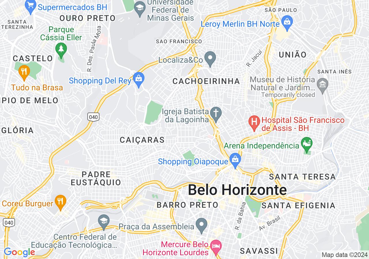 Mapa centralizado no bairro Santo André