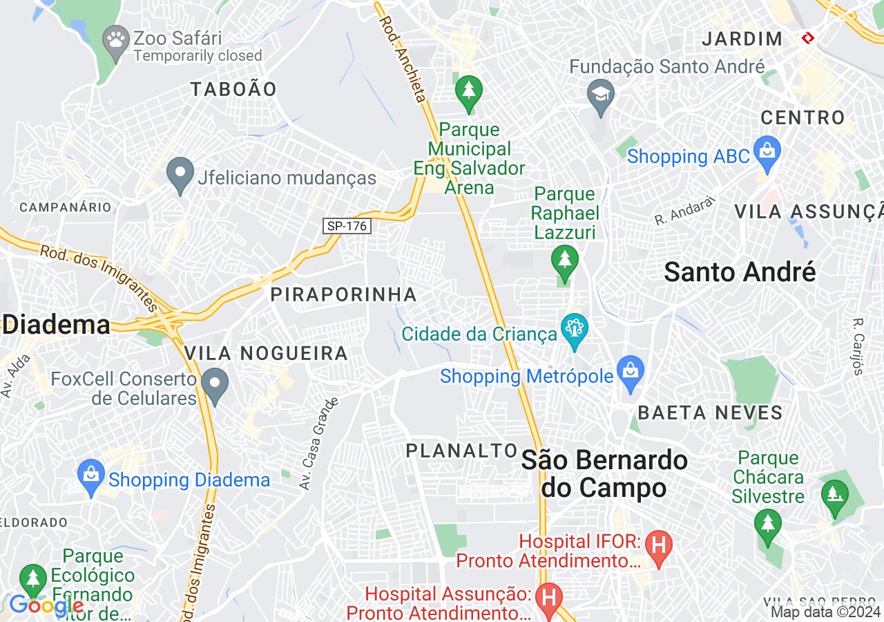 Mapa centralizado no bairro Jordanópolis