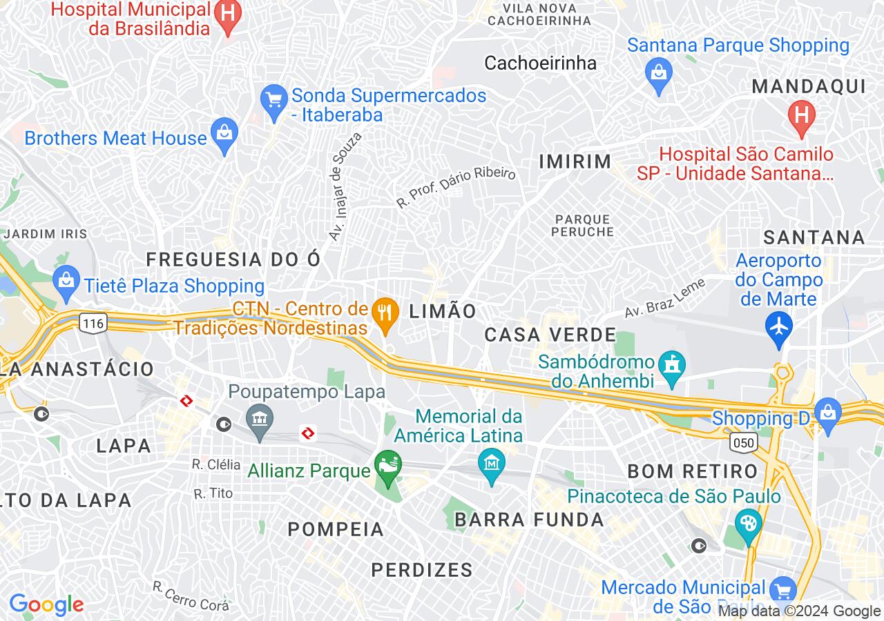 Mapa centralizado no bairro Limão