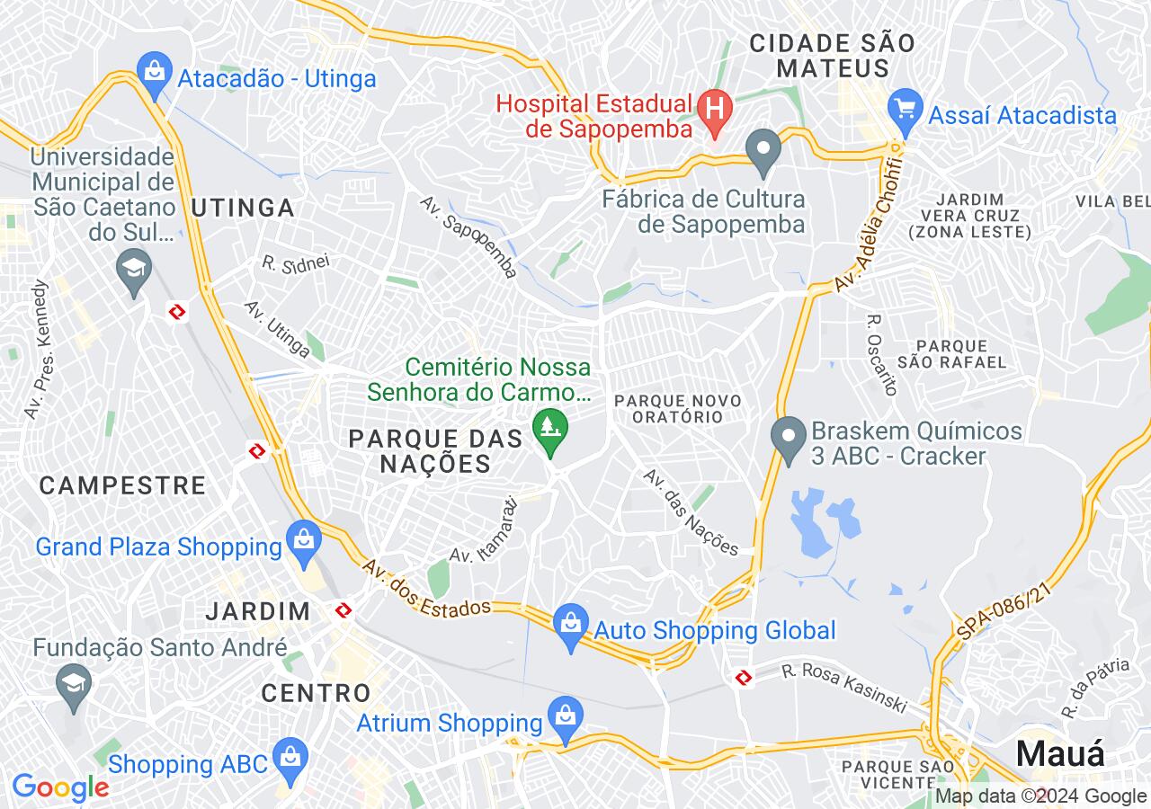 Mapa centralizado no bairro Parque Oratório