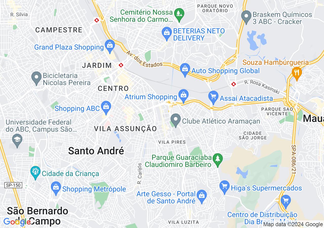 Mapa centralizado no bairro Silveira