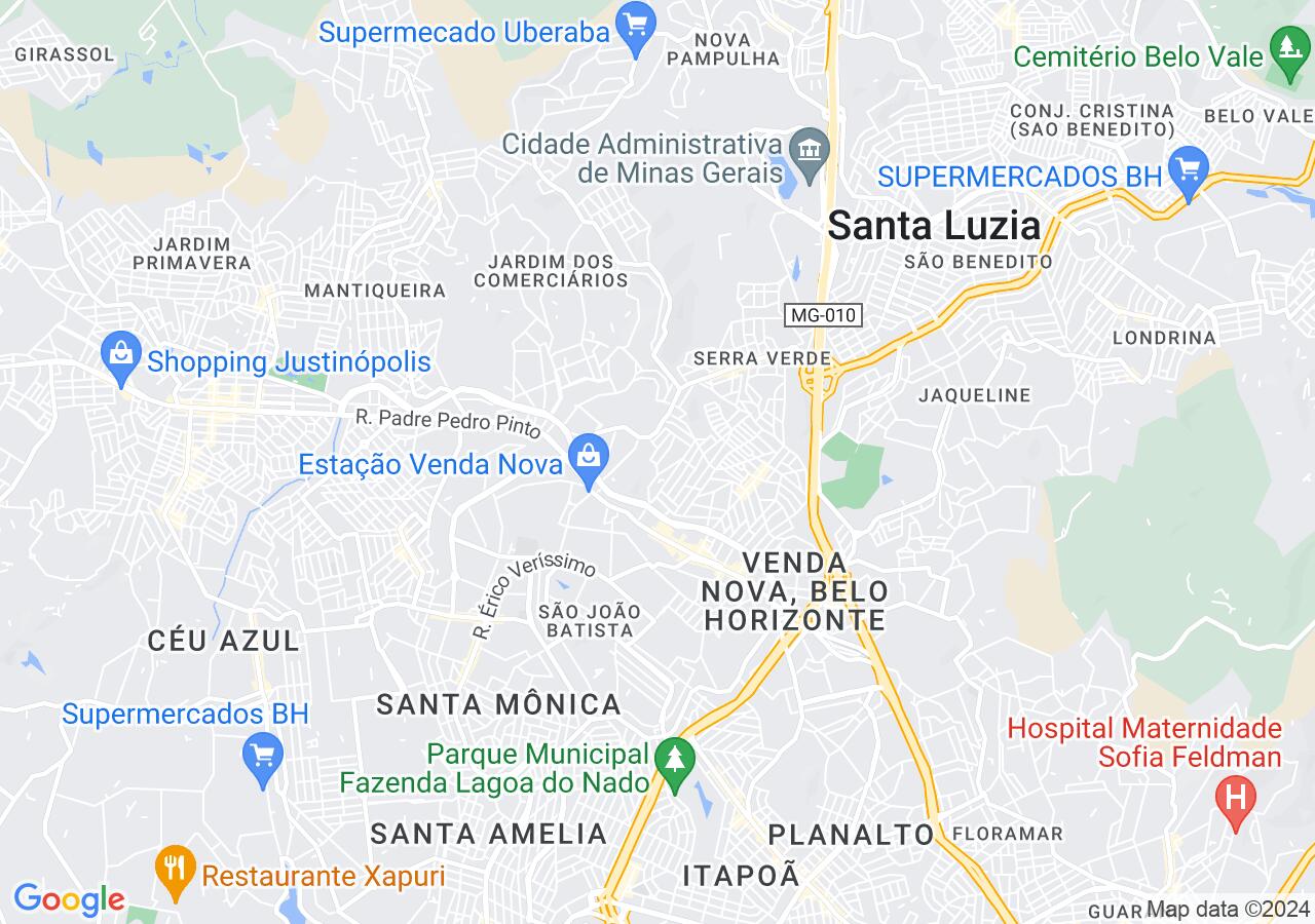 Mapa centralizado no bairro Cenáculo