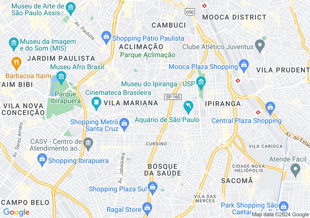 Mapa centralizado no bairro Jardim Vila Mariana