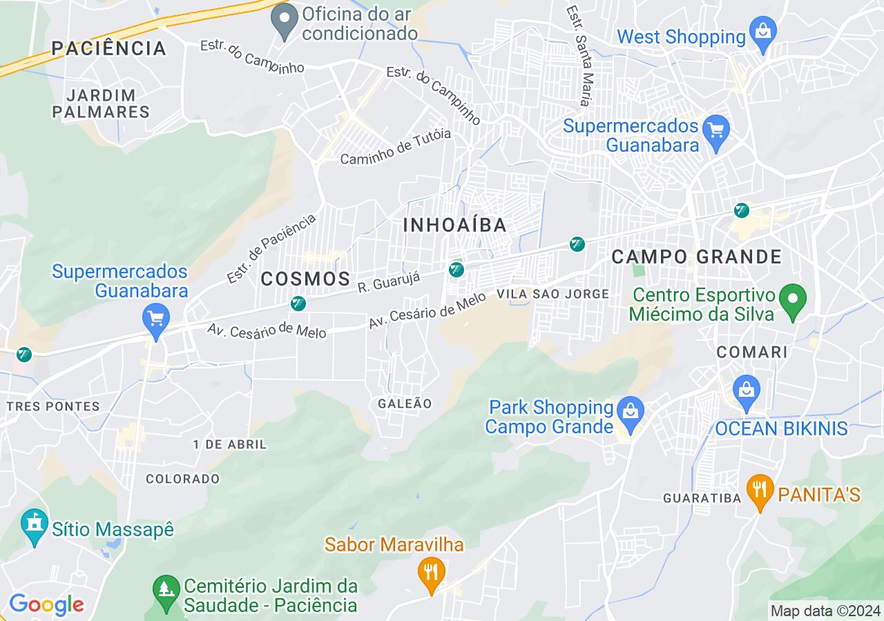Mapa centralizado no bairro Inhoaíba