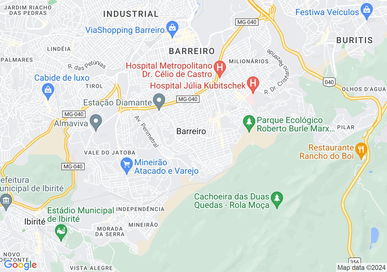Mapa centralizado no bairro Brasil Industrial