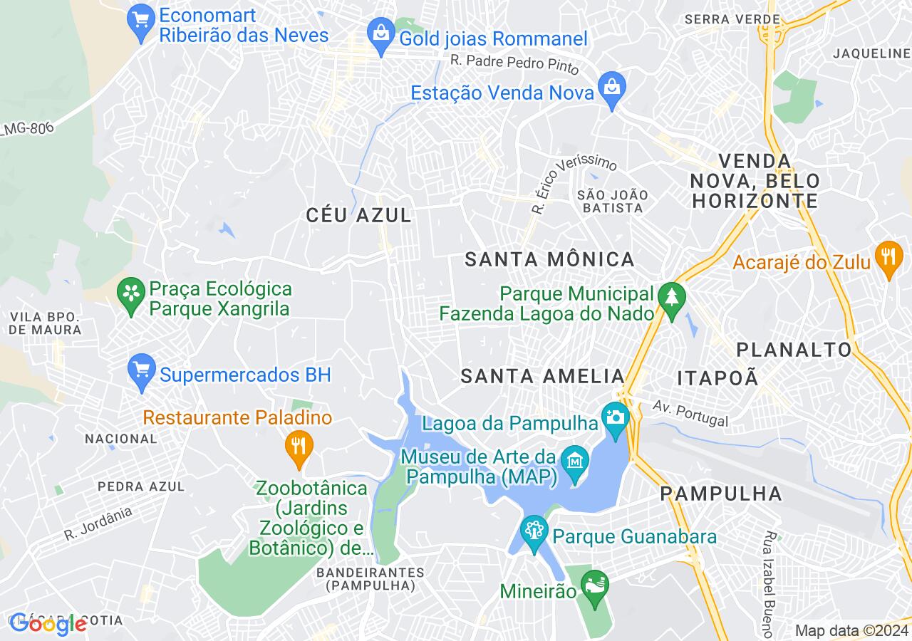Mapa centralizado no bairro Copacabana