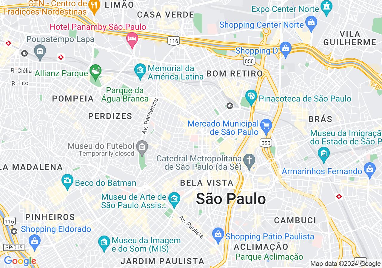 Mapa centralizado no bairro Vila Buarque