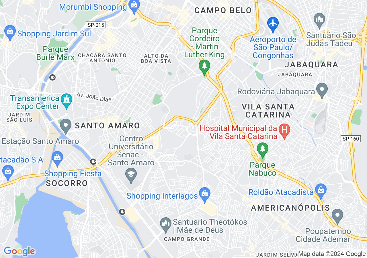 Mapa centralizado no bairro Jardim Marajoara