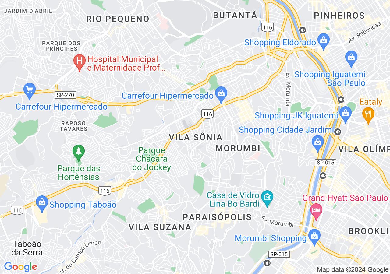 Mapa centralizado no bairro Vila Sônia