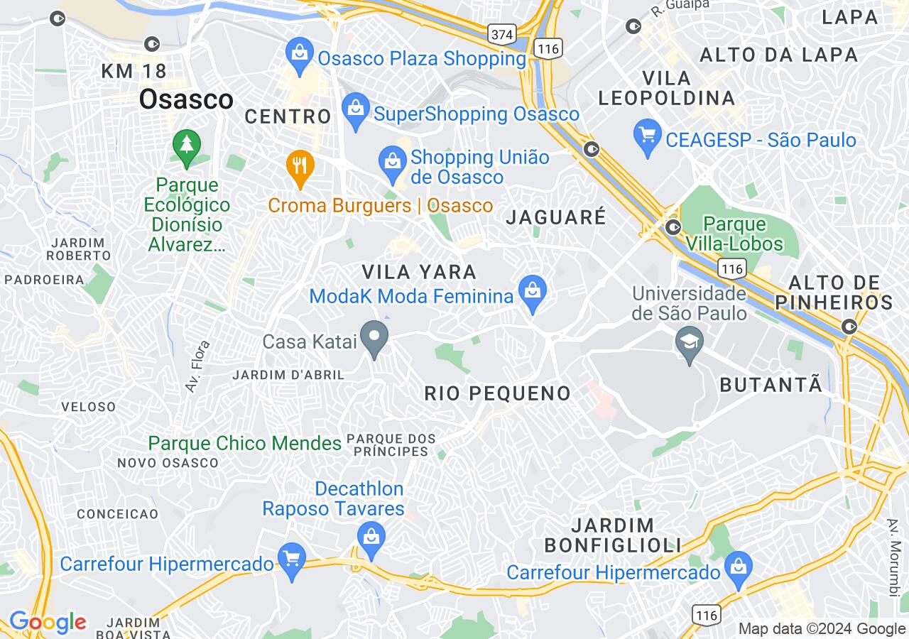Mapa centralizado no bairro Vila São Francisco