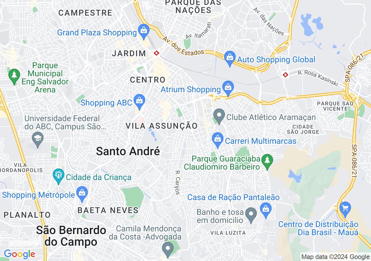 Mapa centralizado no bairro Vila Alzira