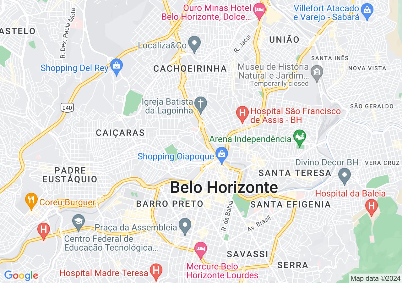 Mapa centralizado no bairro Lagoinha